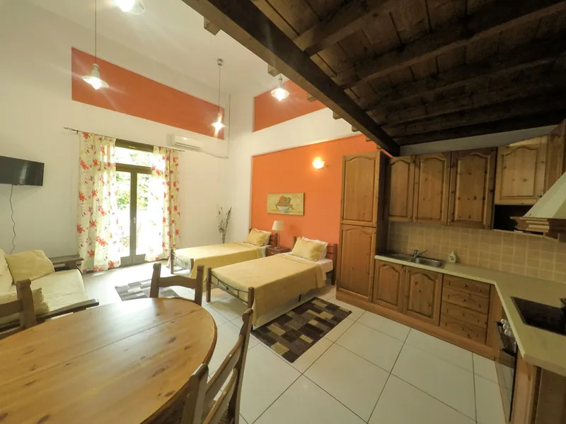 The kitchen of the split-level apartment